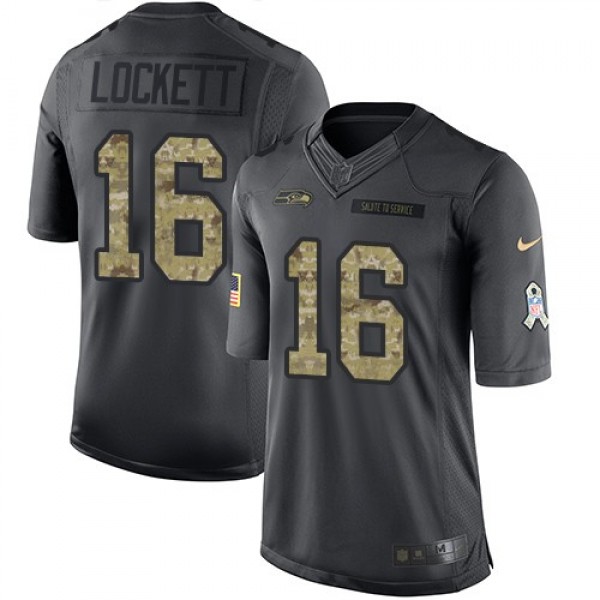 Nike Seahawks #16 Tyler Lockett Black Men's Stitched NFL Limited 2016 Salute to Service Jersey