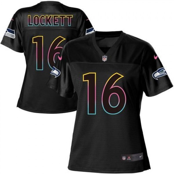Women's Seahawks #16 Tyler Lockett Black NFL Game Jersey
