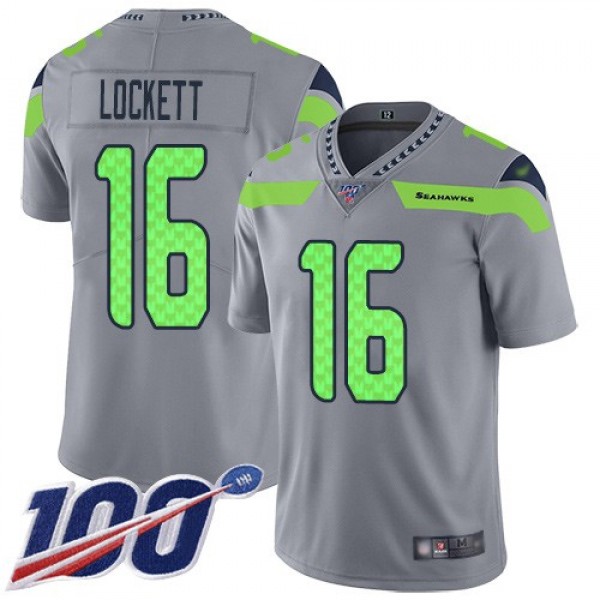 Nike Seahawks #16 Tyler Lockett Gray Men's Stitched NFL Limited Inverted Legend 100th Season Jersey
