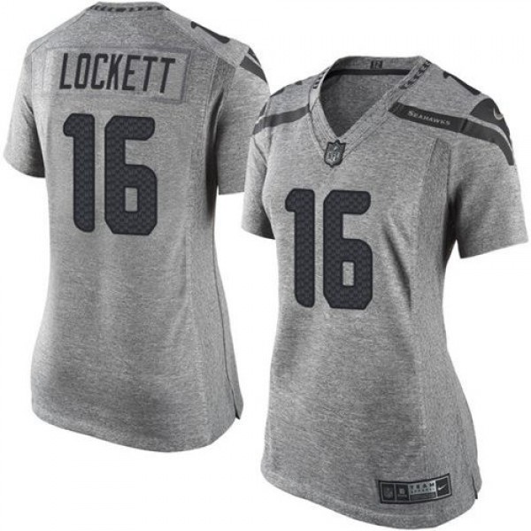 Women's Seahawks #16 Tyler Lockett Gray Stitched NFL Limited Gridiron Gray Jersey