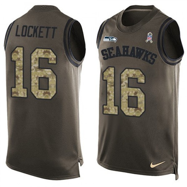 Nike Seahawks #16 Tyler Lockett Green Men's Stitched NFL Limited Salute To Service Tank Top Jersey
