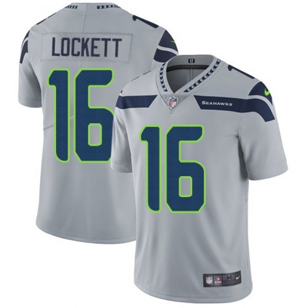 Nike Seahawks #16 Tyler Lockett Grey Alternate Men's Stitched NFL Vapor Untouchable Limited Jersey