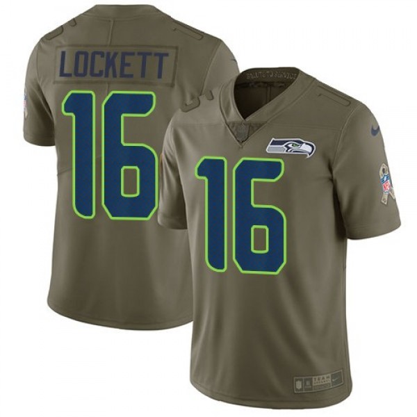 Nike Seahawks #16 Tyler Lockett Olive Men's Stitched NFL Limited 2017 Salute to Service Jersey