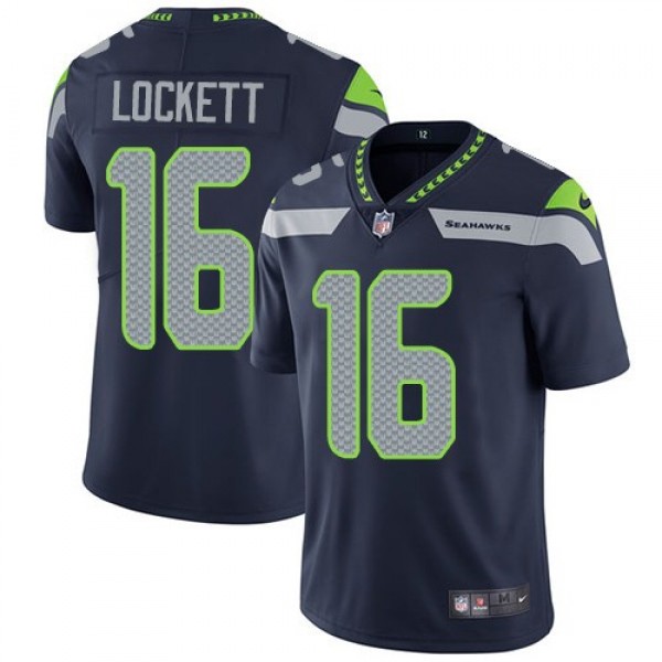Nike Seahawks #16 Tyler Lockett Steel Blue Team Color Men's Stitched NFL Vapor Untouchable Limited Jersey