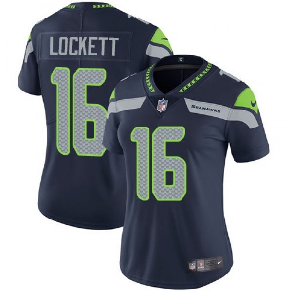 Women's Seahawks #16 Tyler Lockett Steel Blue Team Color Stitched NFL Vapor Untouchable Limited Jersey