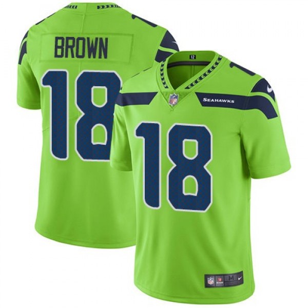 Nike Seahawks #18 Jaron Brown Green Men's Stitched NFL Limited Rush Jersey