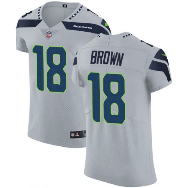 Nike Seahawks #18 Jaron Brown Grey Alternate Men's Stitched NFL Vapor Untouchable Elite Jersey