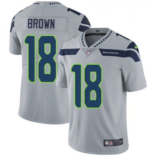 Nike Seahawks #18 Jaron Brown Grey Alternate Men's Stitched NFL Vapor Untouchable Limited Jersey