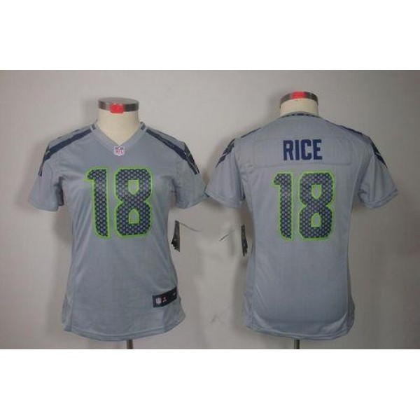 Women's Seahawks #18 Sidney Rice Grey Alternate Stitched NFL Limited Jersey