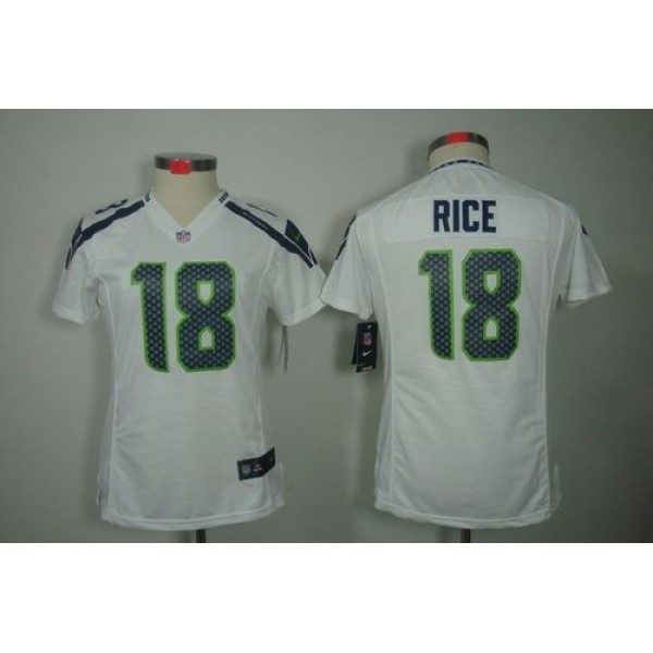 Women's Seahawks #18 Sidney Rice White Stitched NFL Limited Jersey