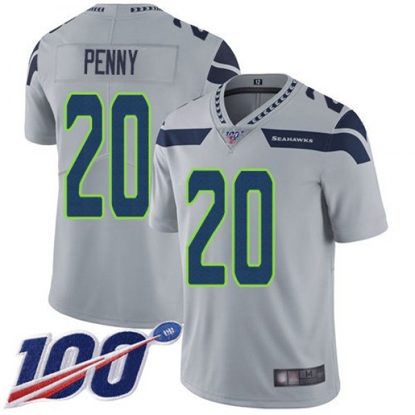 Nike Seahawks #20 Rashaad Penny Grey Alternate Men's Stitched NFL 100th Season Vapor Limited Jersey