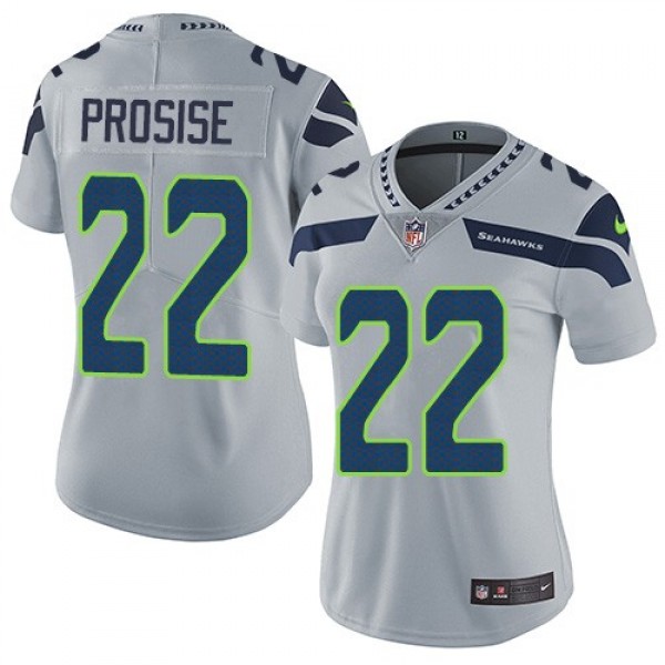 Women's Seahawks #22 C. J. Prosise Grey Alternate Stitched NFL Vapor Untouchable Limited Jersey