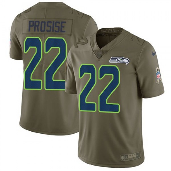 Nike Seahawks #22 C. J. Prosise Olive Men's Stitched NFL Limited 2017 Salute to Service Jersey