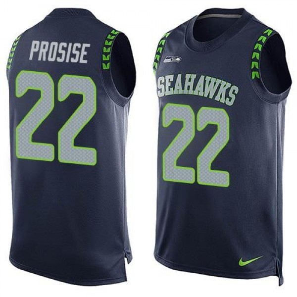 Nike Seahawks #22 C. J. Prosise Steel Blue Team Color Men's Stitched NFL Limited Tank Top Jersey
