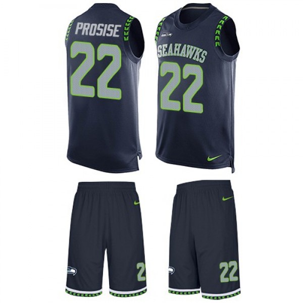 Nike Seahawks #22 C. J. Prosise Steel Blue Team Color Men's Stitched NFL Limited Tank Top Suit Jersey