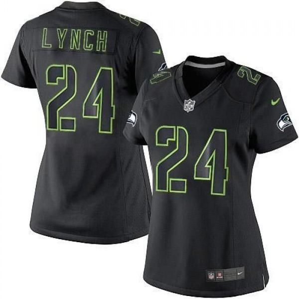 Women's Seahawks #24 Marshawn Lynch Black Impact Stitched NFL Limited Jersey