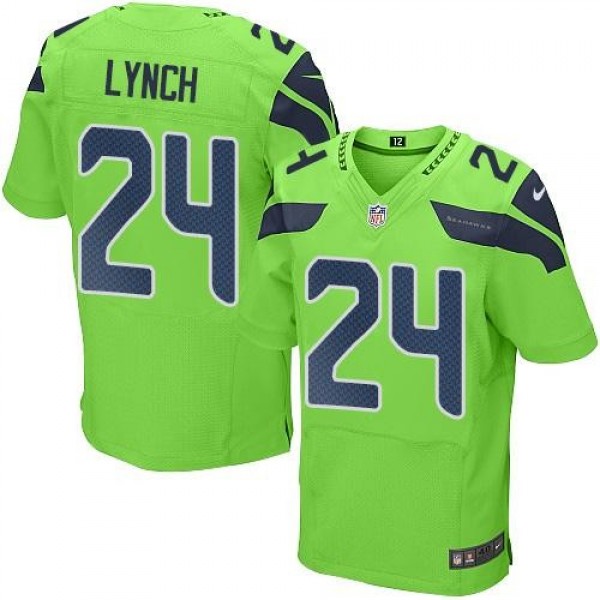 Nike Seahawks #24 Marshawn Lynch Green Men's Stitched NFL Elite Rush Jersey