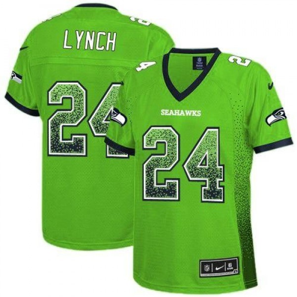Women's Seahawks #24 Marshawn Lynch Green Stitched NFL Elite Drift Jersey