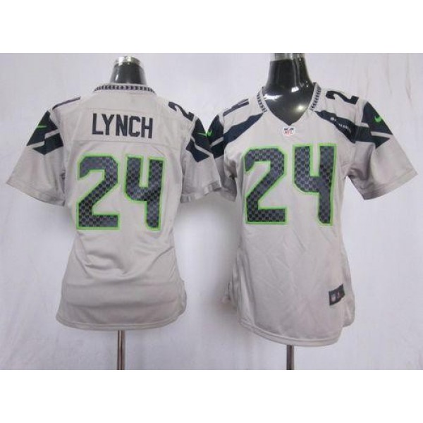 Women's Seahawks #24 Marshawn Lynch Grey Alternate Stitched NFL Elite Jersey