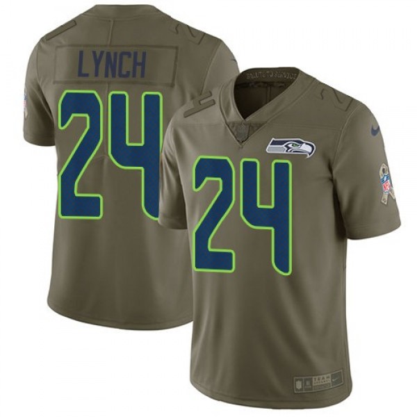 Nike Seahawks #24 Marshawn Lynch Olive Men's Stitched NFL Limited 2017 Salute to Service Jersey