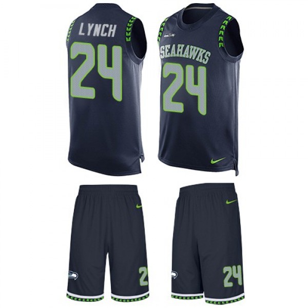 Nike Seahawks #24 Marshawn Lynch Steel Blue Team Color Men's Stitched NFL Limited Tank Top Suit Jersey