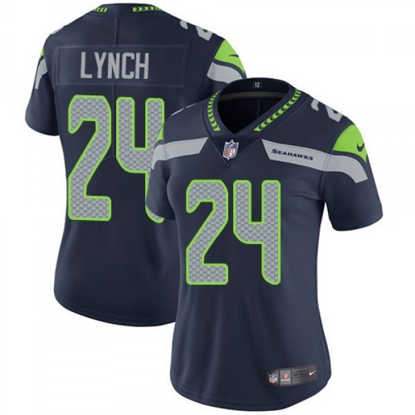 Women's Seahawks #24 Marshawn Lynch Steel Blue Team Color Stitched NFL Vapor Untouchable Limited Jersey