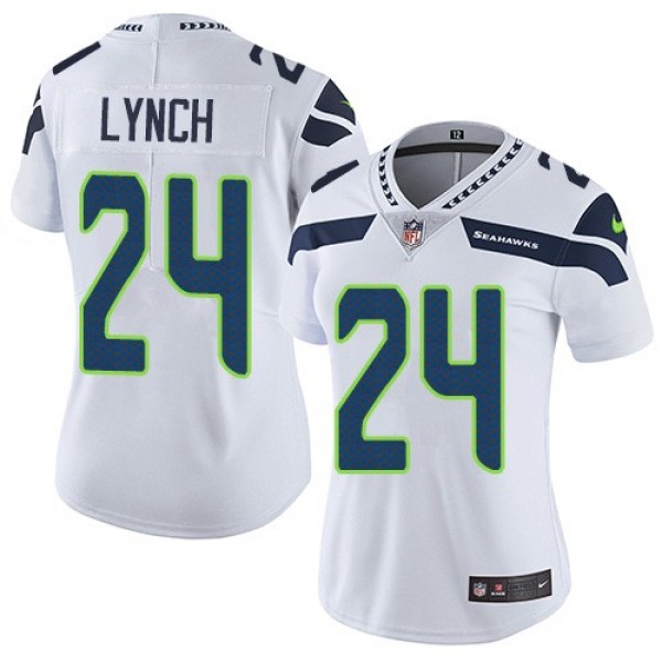 Women's Seahawks #24 Marshawn Lynch White Stitched NFL Vapor Untouchable Limited Jersey