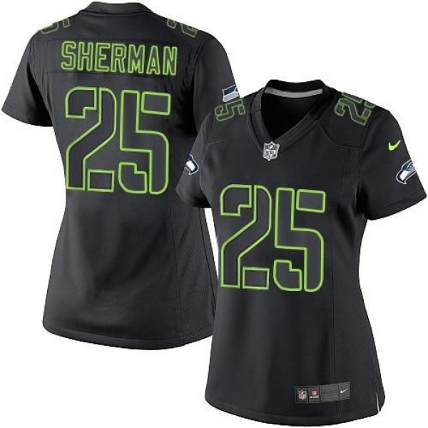 Women's Seahawks #25 Richard Sherman Black Impact Stitched NFL Limited Jersey