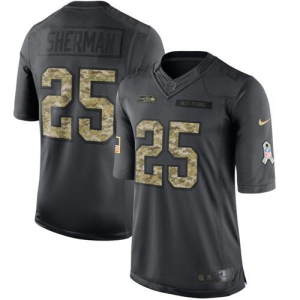 Nike Seahawks #25 Richard Sherman Black Men's Stitched NFL Limited 2016 Salute to Service Jersey