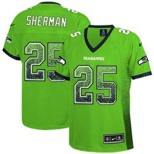 Women's Seahawks #25 Richard Sherman Green Stitched NFL Elite Drift Jersey