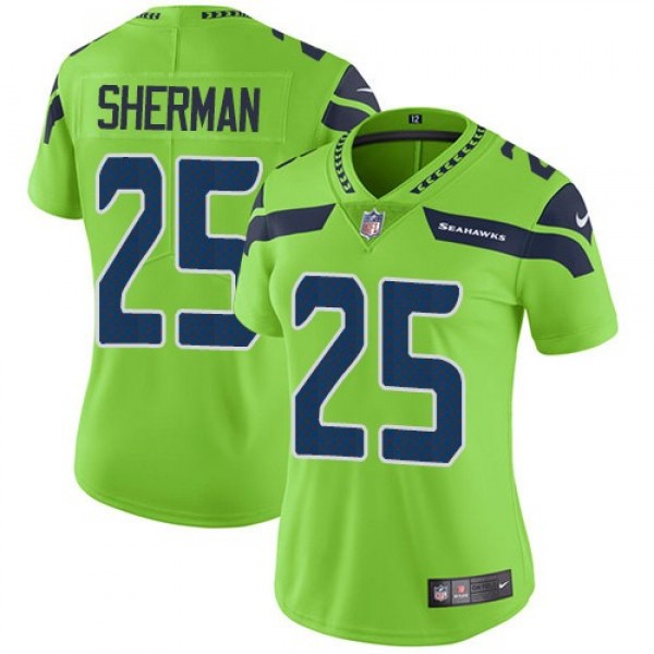 Women's Seahawks #25 Richard Sherman Green Stitched NFL Limited Rush Jersey