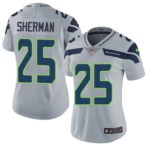 Women's Seahawks #25 Richard Sherman Grey Alternate Stitched NFL Vapor Untouchable Limited Jersey