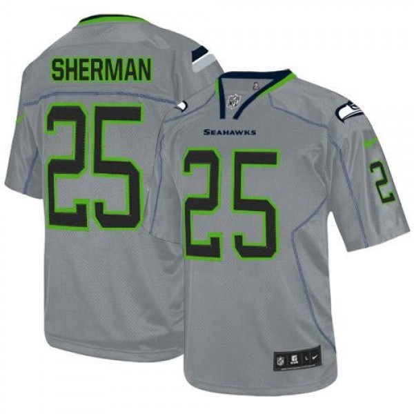 Nike Seahawks #25 Richard Sherman Lights Out Grey Men's Stitched NFL Elite Jersey