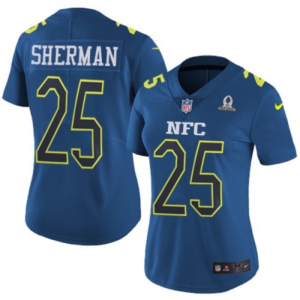 Women's Seahawks #25 Richard Sherman Navy Stitched NFL Limited NFC 2017 Pro Bowl Jersey