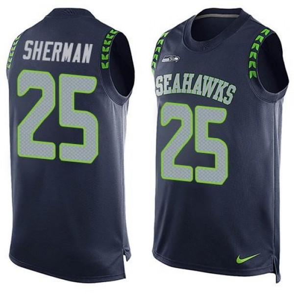 Nike Seahawks #25 Richard Sherman Steel Blue Team Color Men's Stitched NFL Limited Tank Top Jersey