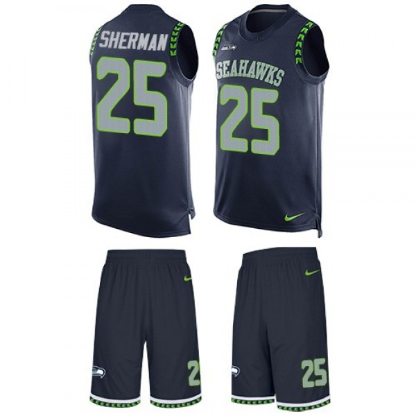 Nike Seahawks #25 Richard Sherman Steel Blue Team Color Men's Stitched NFL Limited Tank Top Suit Jersey
