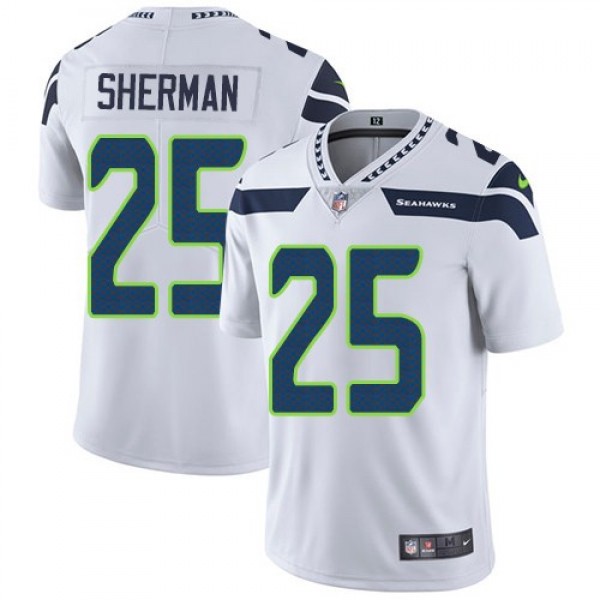 Nike Seahawks #25 Richard Sherman White Men's Stitched NFL Vapor Untouchable Limited Jersey