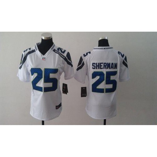 Women's Seahawks #25 Richard Sherman White Stitched NFL Elite Jersey