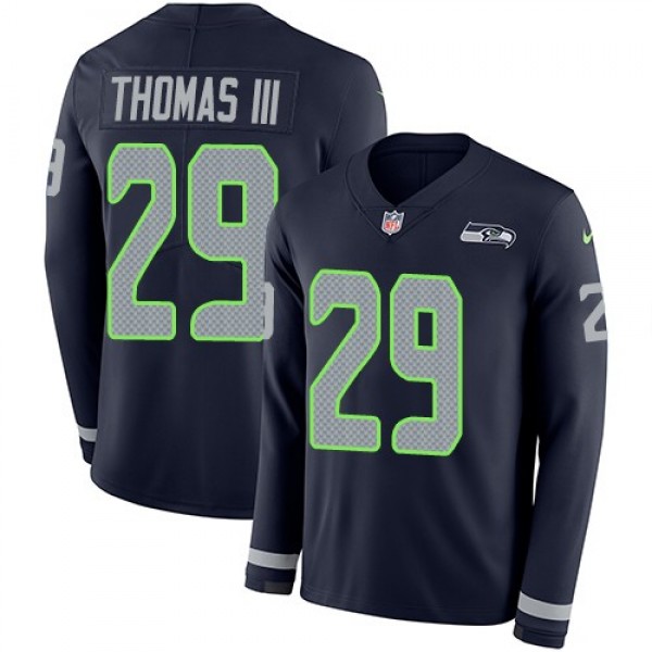 Nike Seahawks #29 Earl Thomas III Steel Blue Team Color Men's Stitched NFL Limited Therma Long Sleeve Jersey