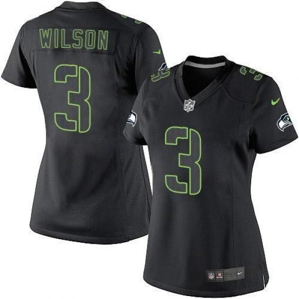 Women's Seahawks #3 Russell Wilson Black Impact Stitched NFL Limited Jersey