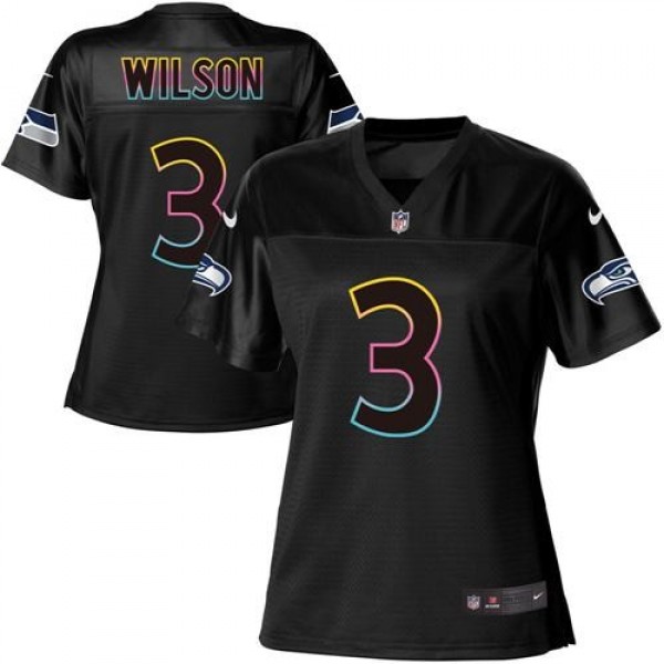 Women's Seahawks #3 Russell Wilson Black NFL Game Jersey