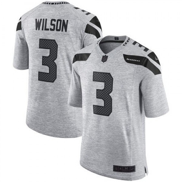 Nike Seahawks #3 Russell Wilson Gray Men's Stitched NFL Limited Gridiron Gray II Jersey