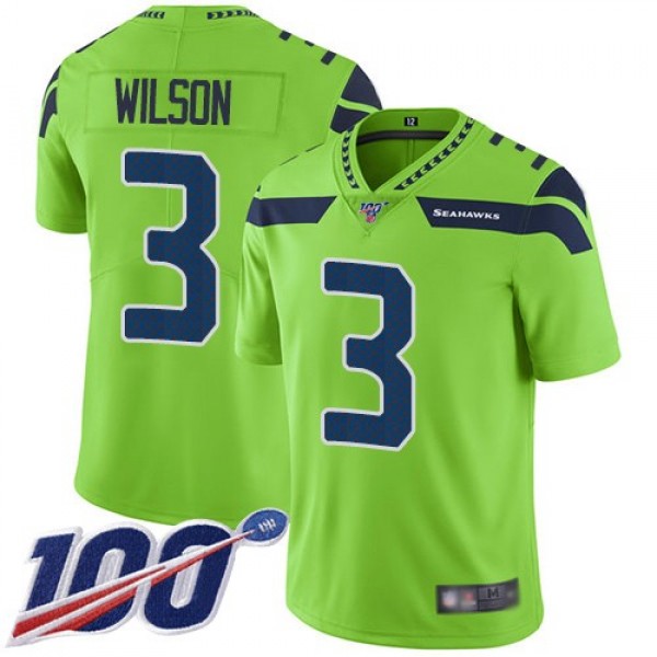 Nike Seahawks #3 Russell Wilson Green Men's Stitched NFL Limited Rush 100th Season Jersey