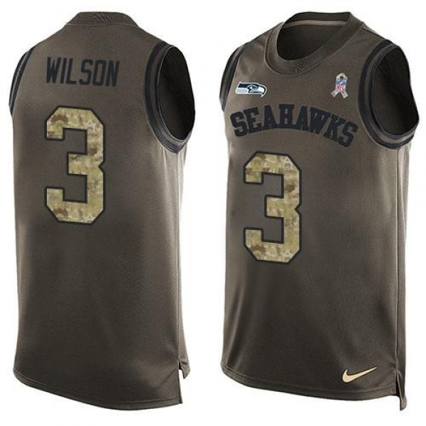 Nike Seahawks #3 Russell Wilson Green Men's Stitched NFL Limited Salute To Service Tank Top Jersey