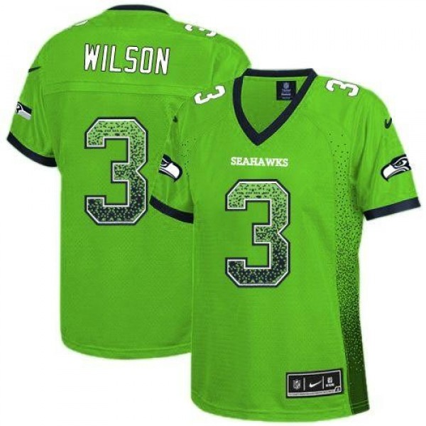 Women's Seahawks #3 Russell Wilson Green Stitched NFL Elite Drift Jersey