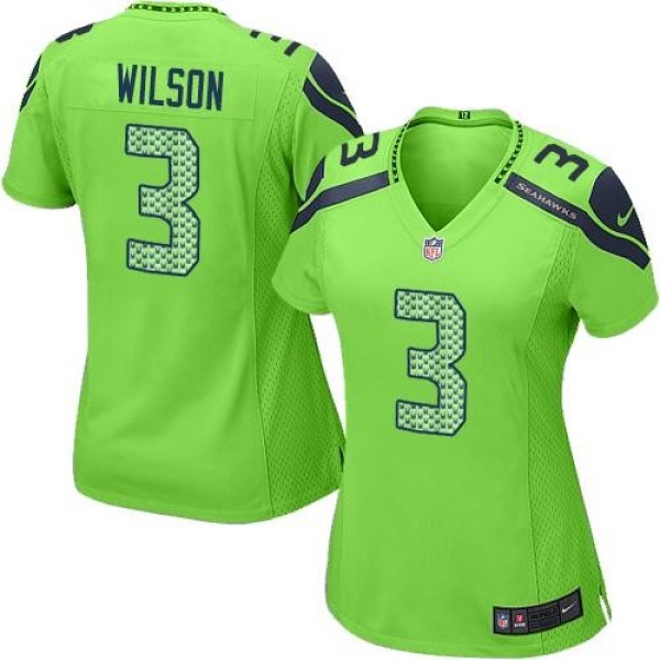 Women's Seahawks #3 Russell Wilson Green Stitched NFL Elite Jersey