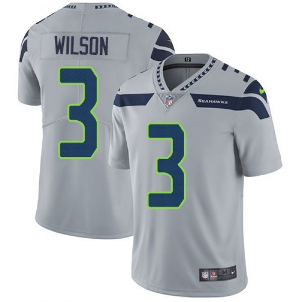 Nike Seahawks #3 Russell Wilson Grey Alternate Men's Stitched NFL Vapor Untouchable Limited Jersey
