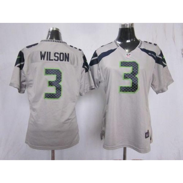 Women's Seahawks #3 Russell Wilson Grey Alternate Stitched NFL Elite Jersey