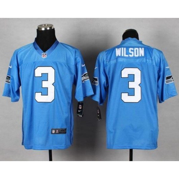 Nike Seahawks #3 Russell Wilson Light Blue Men's Stitched NFL Elite Jersey