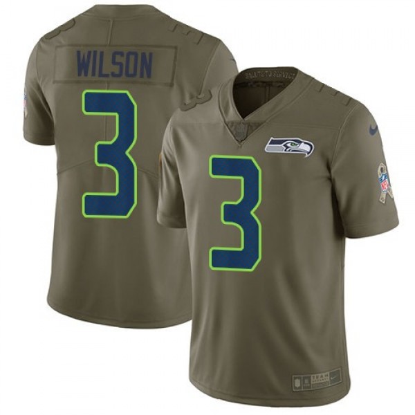 Nike Seahawks #3 Russell Wilson Olive Men's Stitched NFL Limited 2017 Salute to Service Jersey